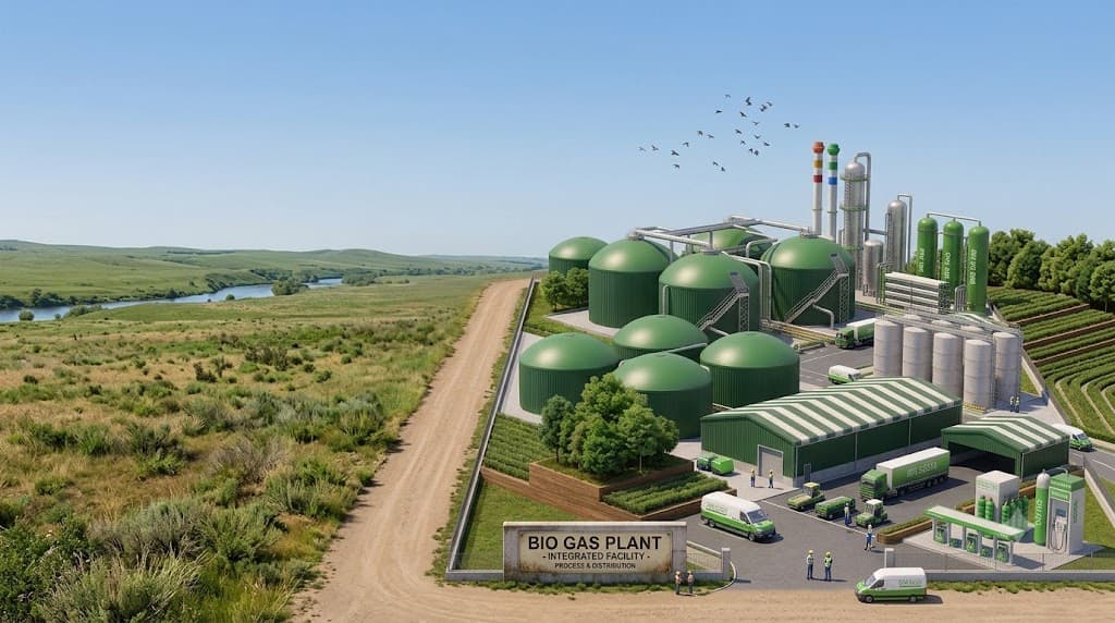 Biogas plant integrated facility